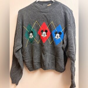 Vintage 90s |Mickey Unlimited |Mickey Mouse Argyle Sweater | Ramie Cotton Size L